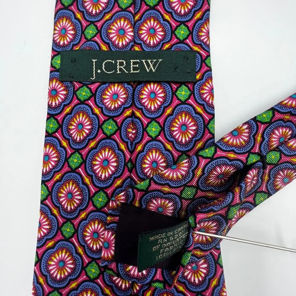 J. Crew Silk Foulard Print Tie Pink Vintage Pink Purple